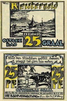 Banknote Germany Notgeld 25 pfennig 1922 F-VF Ostseebad Graal
