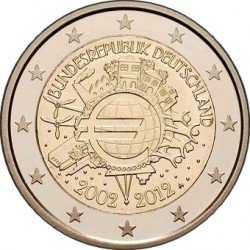 Німеччина 2 євро 2012 «10 років євро» UNC (KM#306) М00055 фото