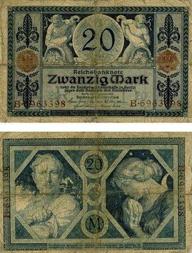 Germany 20 mark 1915 VG-VF (P63)