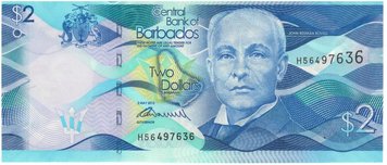 Barbados 2 Dollars 2013 UNC (P73)