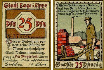 Banknote Germany Notgeld 25 pfennig 1921 F-VF Lage