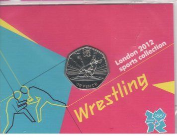 Великобританія 50 пенсів 2011 &laquo;Олімпіада 2012 - Боротьба&raquo; UNC в блістері (KM#1188) М02824 фото