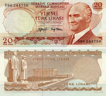 Türkiye 20 lira 1970 UNC (P187)