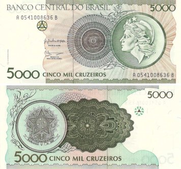 Brazil 5000 Cruzeiro 1990 UNC (P227)