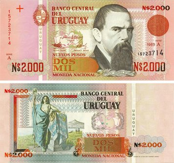 Uruguay 2000 pesos 1989 UNC (P68a)