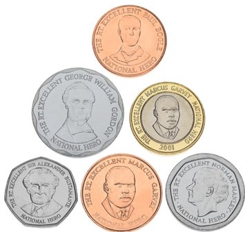 Ямайка набор из 6 монет 1996-2008 UNC 10, 25 центов, 1, 5, 10, 20 долларов