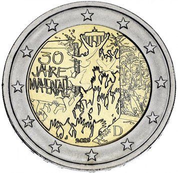 Монета Німеччина 2 євро 2019 Біметал J Берлінська стіна UNC М12445 фото
