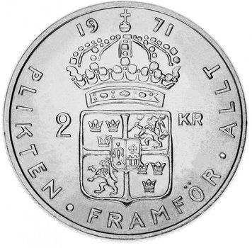 Швеція 2 крона 1971 AU-UNC М14347 фото