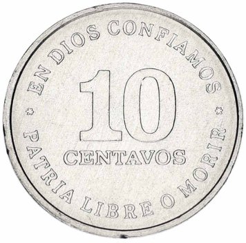 Nicaragua 10 centavos 1987 F-VF (KM # 56)