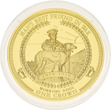 Tristan da Cunha 1 crown 2014 UNC World War I 2014-2018 - Dogs Gilding