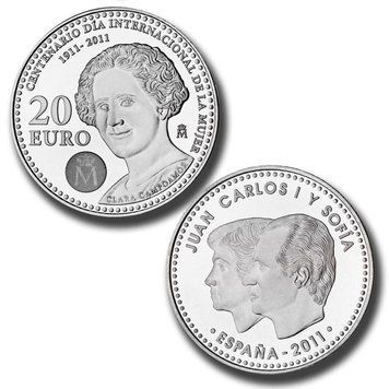Монета Іспанія 20 євро 2011 &laquo;День жінок&raquo; Срібло UNC (KM#1246) М04879 фото