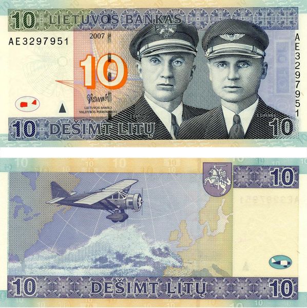 Lithuania 10 litas 2007 UNC Aircraft (P68)