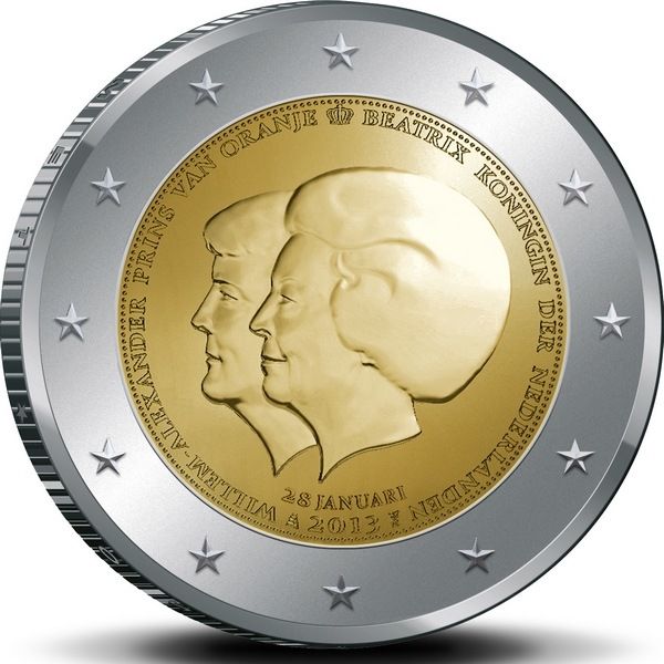 Netherlands 2 euro 2013 "Queen Beatrix and Prince Willem-Alexander" UNC (KM # 332)