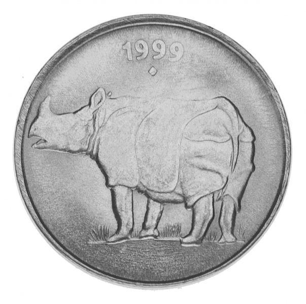 India 25 pice 1999 AU-UNC Rhino