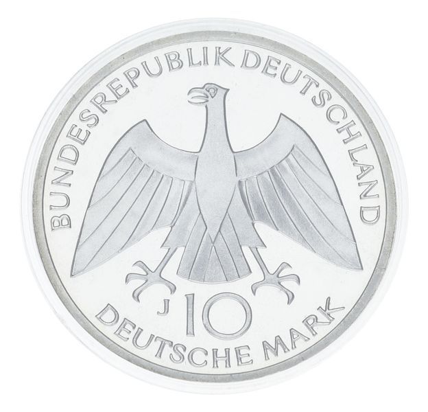 Монета Німеччина 10 марок 1972 Срібло Proof XX літні Олімпійські ігри в м. Мюнхен - Вузол (Ag 625, 15,5 грама) М23328 фото