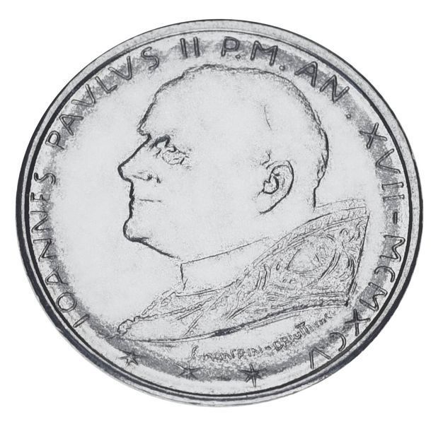 Coin Vatican 50 lire 1995 UNC Pope John Paul II Condemnation of abortion
