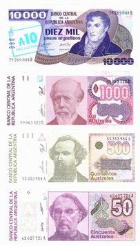 Аргентина набір з 8 банкнот UNC Вузькі Б03779 фото