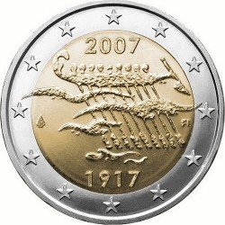 Финляндия 2 евро 2007 «90 лет независимости» UNC (KM#139) М00265 фото