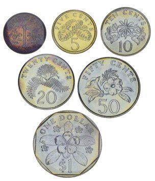Набір монет Сінгапур набір з 6 монет 1987 VF-AU 1, 5, 10, 20, 50 центів М21437 фото
