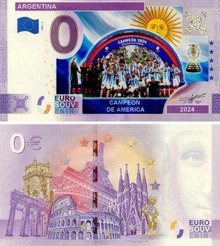 Банкнота Аргентина 0 ЄВРО 2024 UNC Футбол - Аргентина - Чемпіон Копа Америка 2024 року Б23126 фото