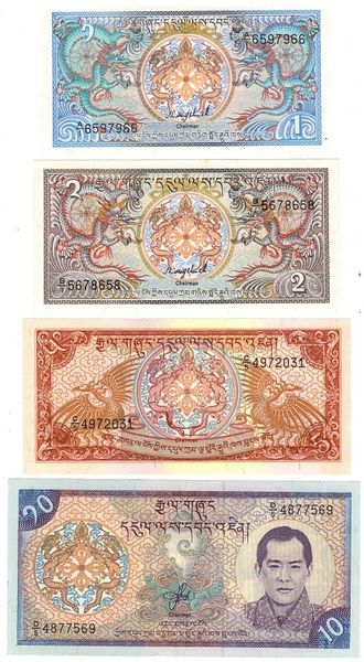 Bhutan set of 5 UNC banknotes