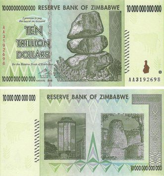 Zimbabwe $ 10 billion 2008 UNC 10 Trillion (P88)
