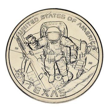 Монета США 1 долар 2025 UNC P Американські інновації - Космос - Космонавт - Космічний центр (Техас) М22985 фото