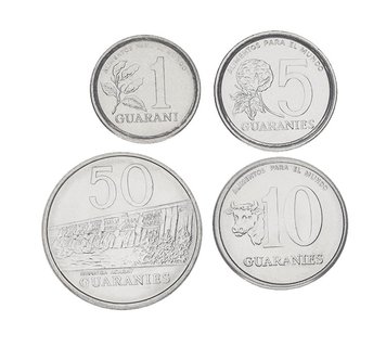 Paraguay set of 4 coins 1980-1984 UNC 1, 5, 10, 50 guarani