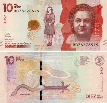 Колумбия 10000 песо 2023 UNC Река Амазонка Змея (P460) Б25073 фото