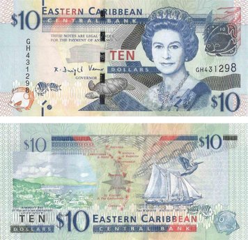 Eastern Caribbean 10 Dollars 1993 UNC (P27)