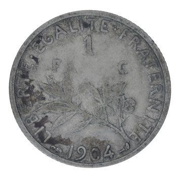 Монета Франція 1 франк 1904 Срібло F-VF М20809 фото