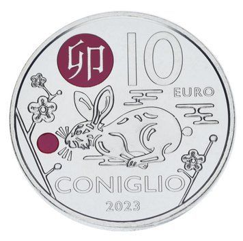 Монета Сан-Марино 10 євро 2023 UNC Східний календар - Рік кота, кролика, зайця М22831 фото
