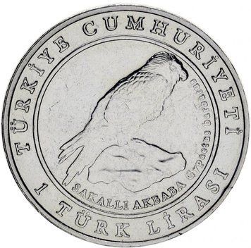 Монета Туреччина 1 ліра 2009 UNC Птах М10223 фото