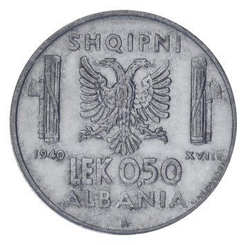 Монета Албанія 0,5 лек 1940 F-VF М24304 фото