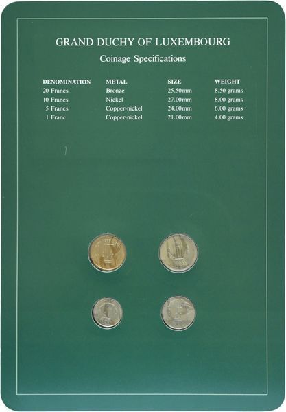 Coins set Luxembourg Set of coins 1980-1983 UNC 1, 5, 10, 20 francs and 1 mark Booklet