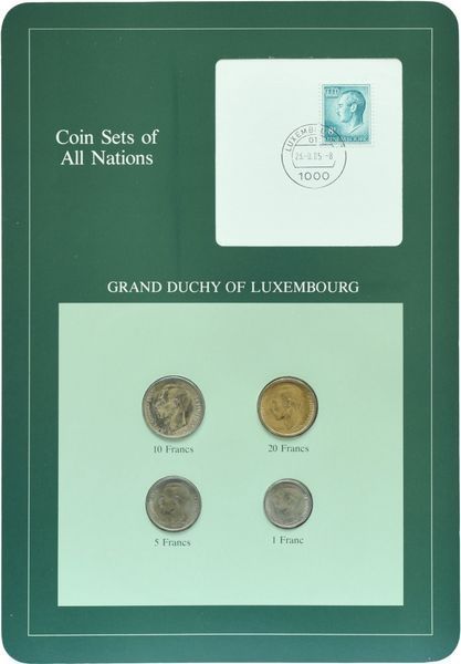 Coins set Luxembourg Set of coins 1980-1983 UNC 1, 5, 10, 20 francs and 1 mark Booklet