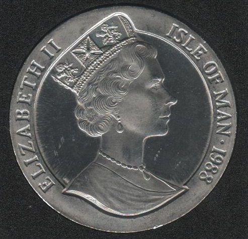 Острів Мен 1 крона 1988 року &laquo;Навігація.&nbsp;Пароплав шаперон 1884 &raquo;UNC (KM#330) М07937 фото