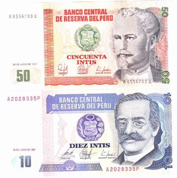 Peru set of 4 banknotes 1986-1988 UNC