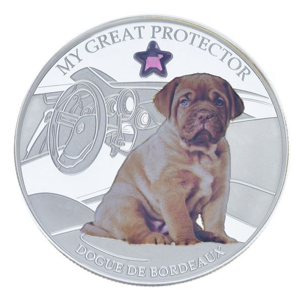 Coin Fiji 2 Dollars 2014 Silver Proof Dog - Dogue de Bordeaux (Ag 999, oz, 31.1 grams)
