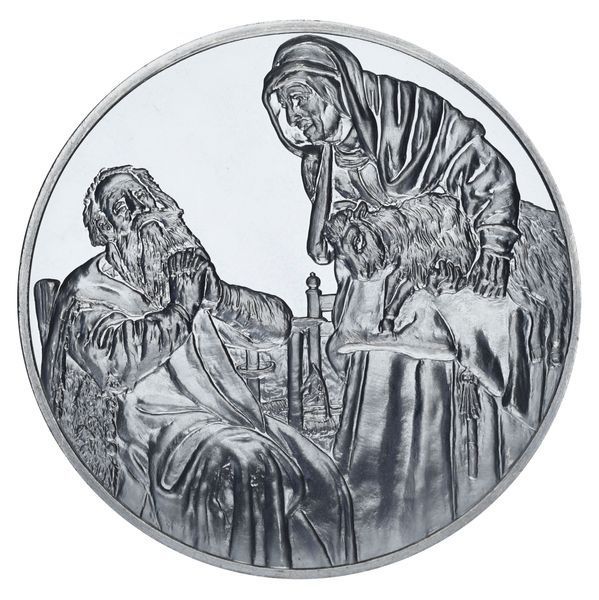 Медаль США Пам'ятна медаль 1972-1976 Срібло Proof Рембрандт - Товіт та Анна з козенятком (Ag 925, 67 грам) М21284 фото