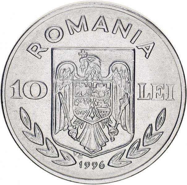 Монета Румунія 10 лей 1996 UNC Чемпіонат Європи з футболу 1996 року в Англії М10985 фото