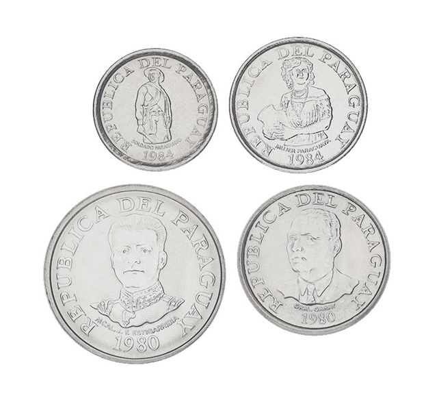 Парагвай набір з 4 монет 1980-1984 UNC 1, 5, 10, 50 гуарані М16352 фото