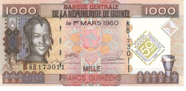 Banknote Guinea 1000 Francs 2010 Commemorative UNC (P43)