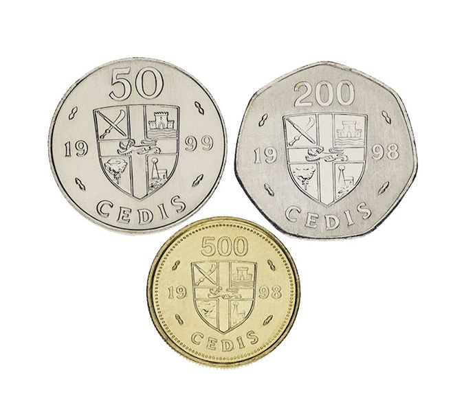 Ghana set of 3 coins 1998-1999 AU-UNC 50, 200, 500 cedis