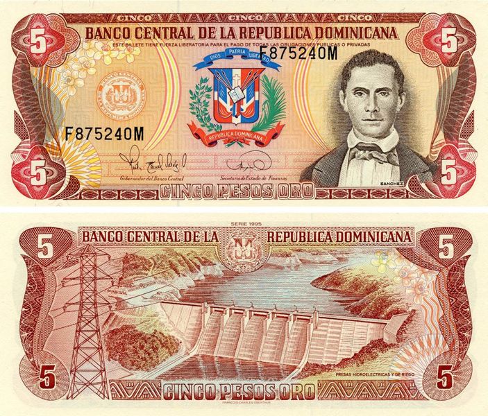 Dominican Republic 5 pesos 1995 UNC (P147a)