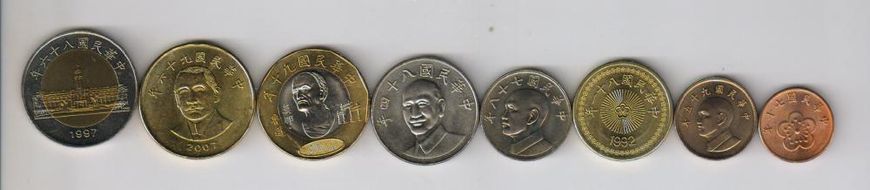 Taiwan set of 9 coins 1992 UNC