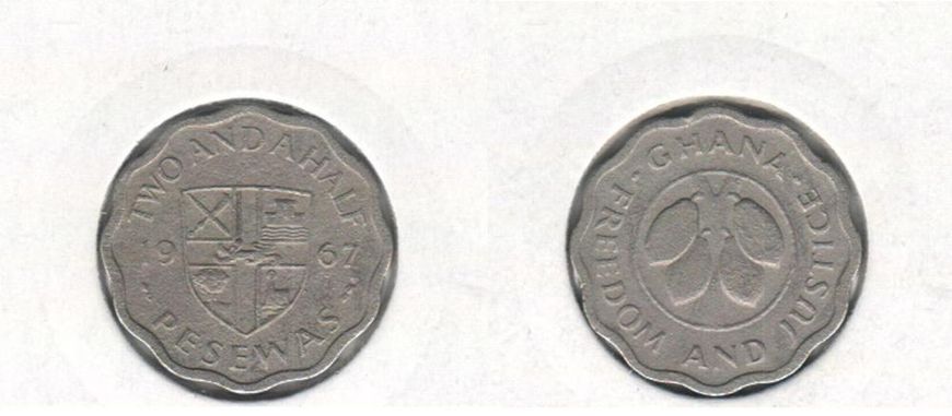 Ghana 2.5 pesewa 1967 F-VF (KM # 14)