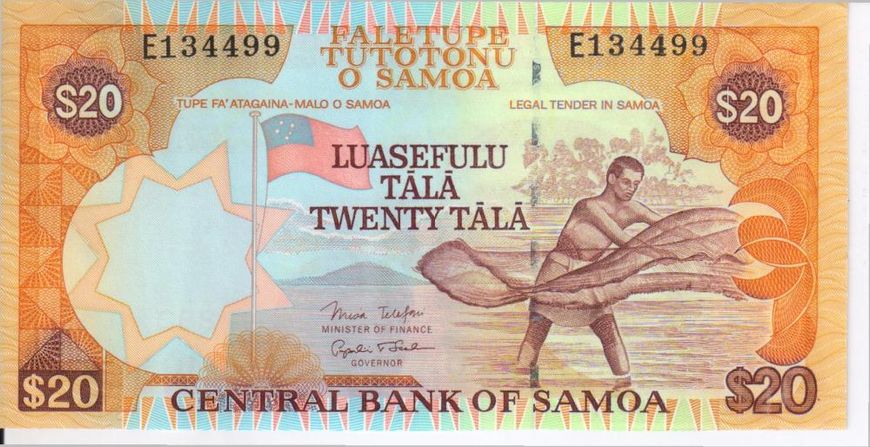 Samoa 20 Tala 2002 2 UNC Signatures (P35b)