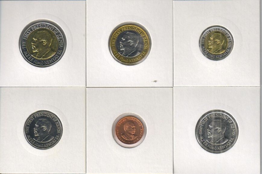 Kenya set of 6 coins 1995-2010 UNC 10, 50 cents, 1, 5, 10, 20 shillings