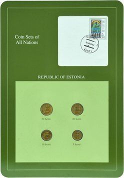 Естонія Набір монет 1991-1992 UNC 5, 10, 20, 50 Сент і 1 марка Буклет М10714 фото